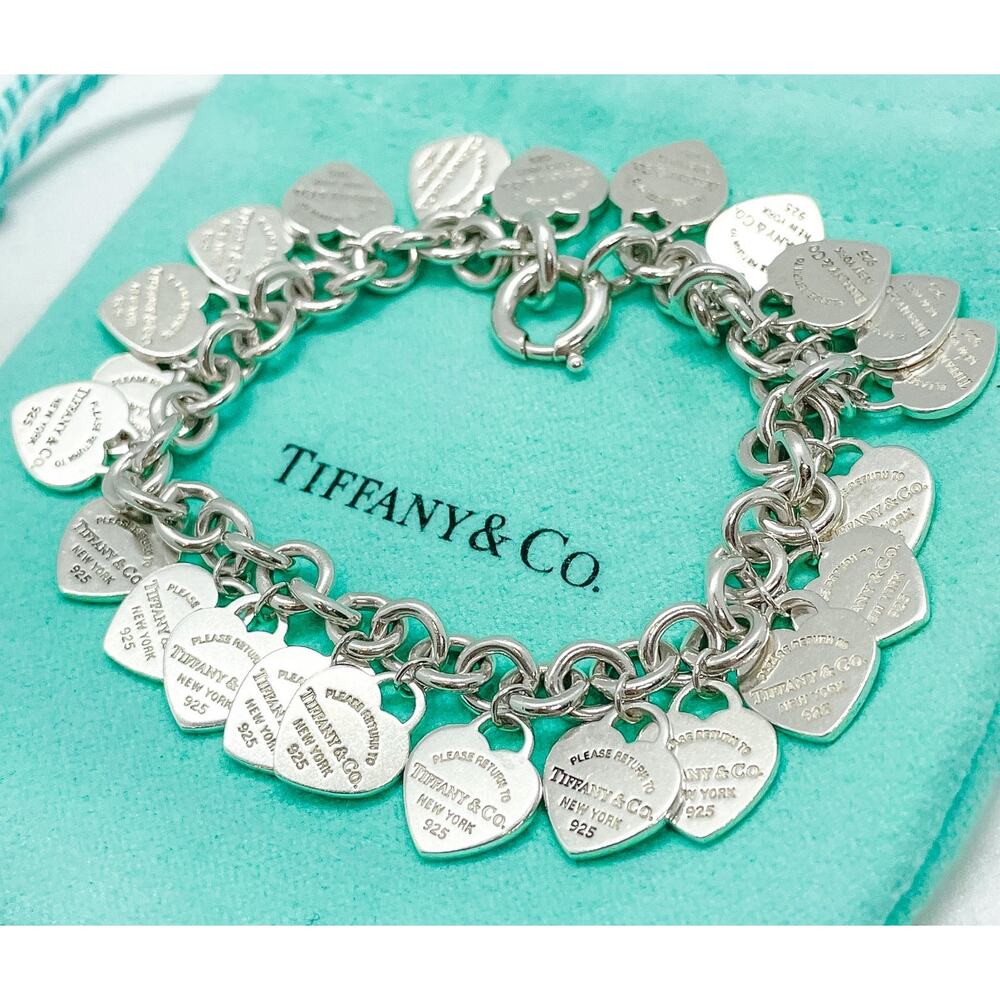 Tiffany & Co. Return to Tiffany Multi Heart Tag Bracelet Sterling Silver 7" - Picture 2 of 15